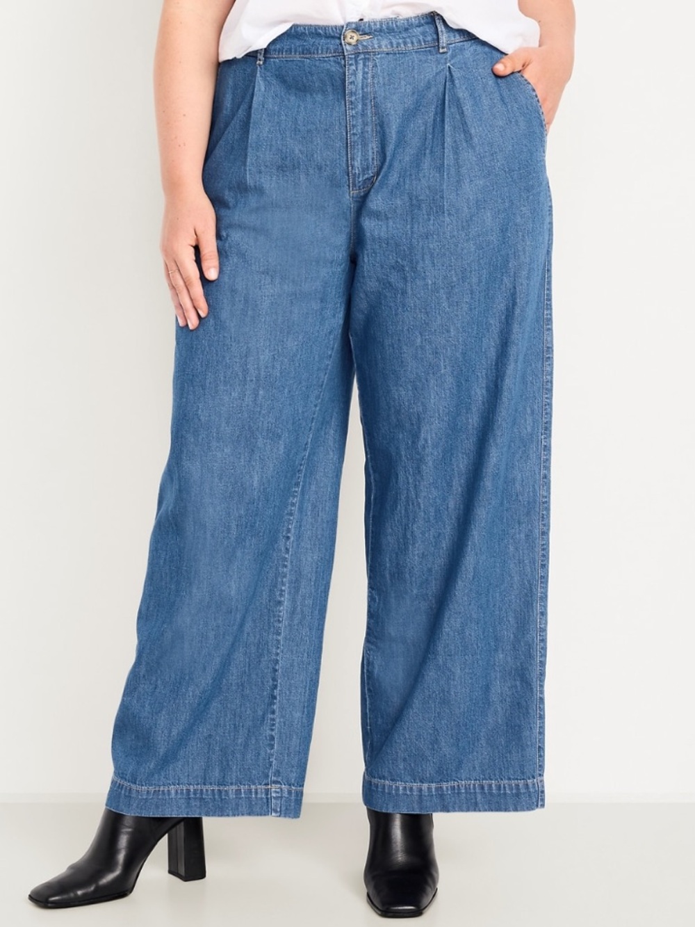 Old Navy High-Waisted Taylor Trouser Wide-Leg Denim Pants - Medium Wash - 20